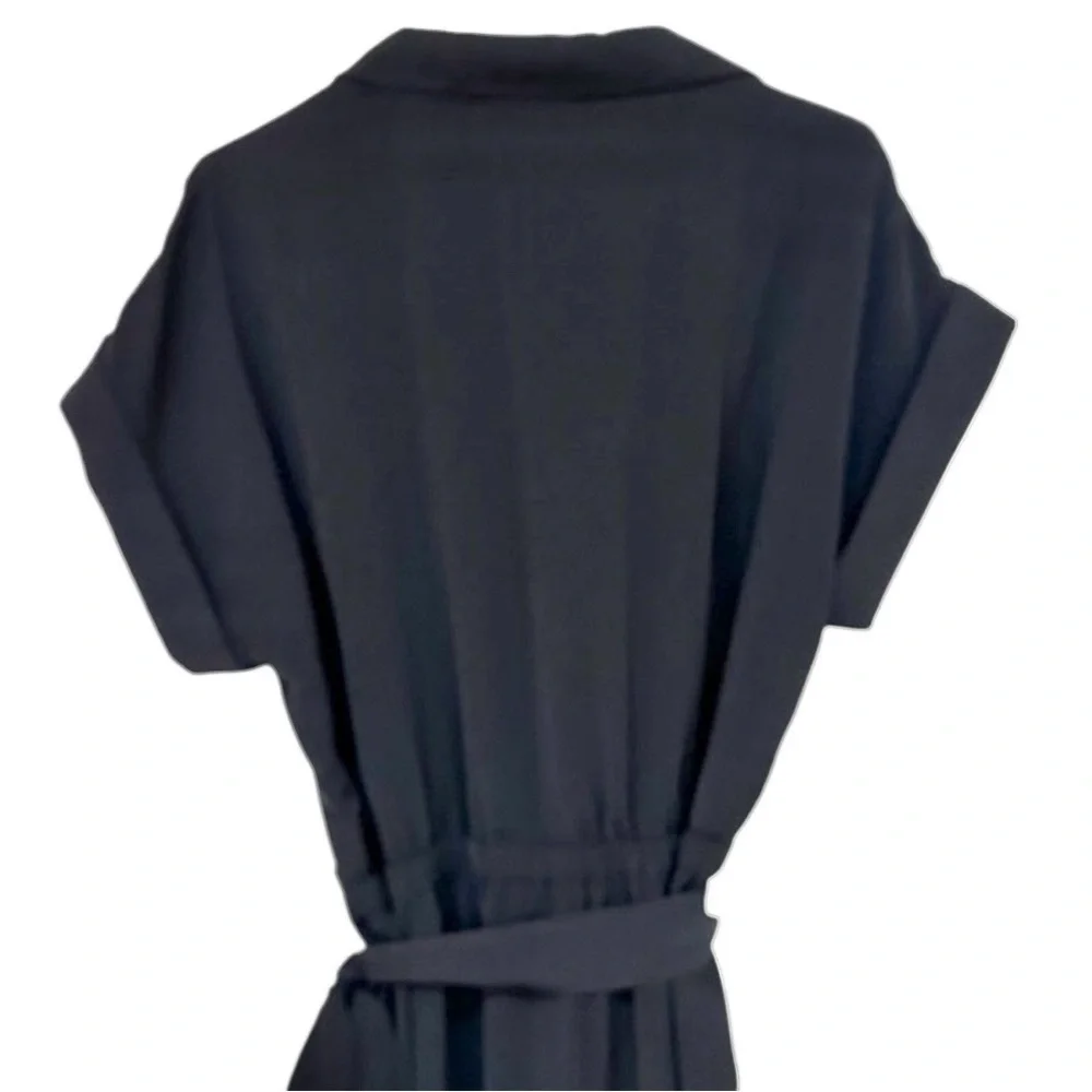 NWT Michael Kors Black Jumpsuit belted button front cuffed short sleeve XL $155
